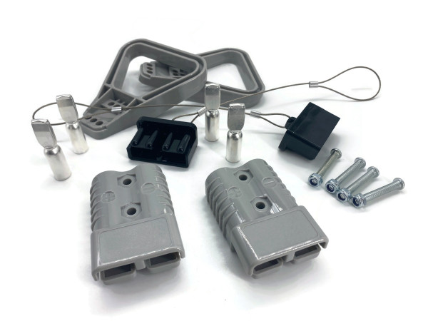 Fork Lift Plug Set for Battery Cable Charging Plug 175A 35 mm² Cable Connection and Plug Connection grey