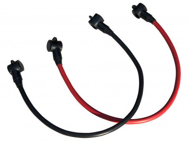 Battery cable with protective caps and eyelets set 35 mm² 50cm copper M8 red black