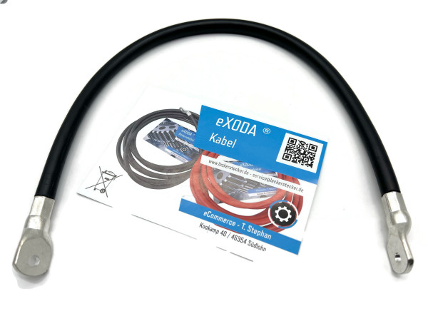 Auto Battery Cable 50 mm² 50cm Copper Power Cable with Eyelets M6 12V Car Cable also for Your Charger by eXODA