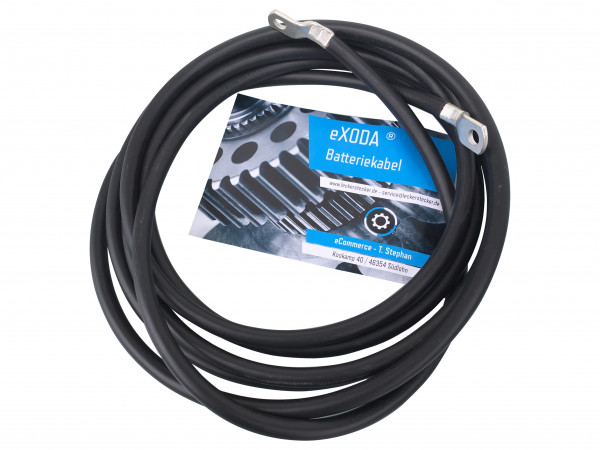 Auto Battery Cable 35 mm² 7,50m Copper Power Cable with Eyelets M8 black 12V Car Cable also for Your Charger by eXODA