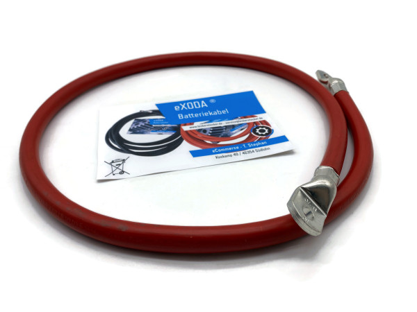Cable 70 mm² 100cm with heat shrink tubing cable lugs M8 Red 12V KFZ cable