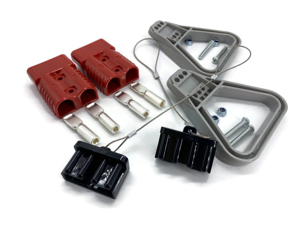 Fork Lift Plug Set for Battery Cable Charging Plug 175A 16 mm² Cable Connection and Plug Connection red