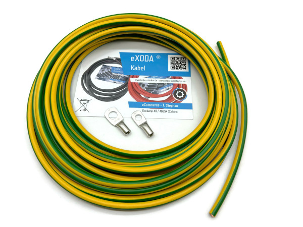 Grounding cable 10m grounding wire 16 mm² green/yellow cable lugs M8 + M10 enclosed