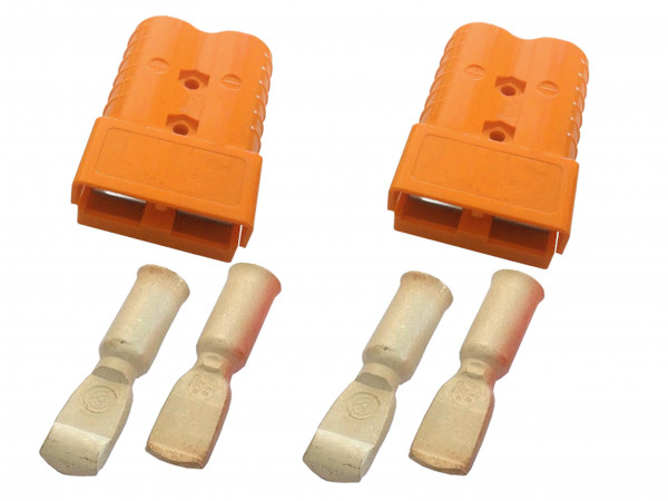 Fork Lift Plug Set for Battery Cable Charging Plug 350A 50 mm² Cable Connection and Plug Connection orange