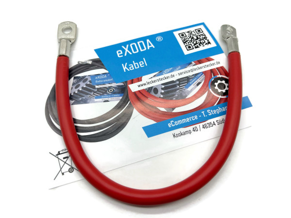 Auto Battery Cable 25 mm² 30cm Copper Power Cable with Eyelets M6 12V Car Cable also for Your Charger by eXODA