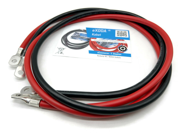 Battery cable set 35mm2 150cm M8 with ring lugs Red Black