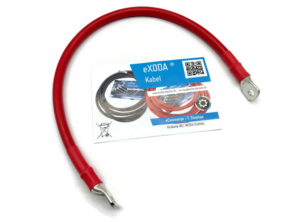 Battery cable 50 mm² 50cm with cable lugs M8 Red