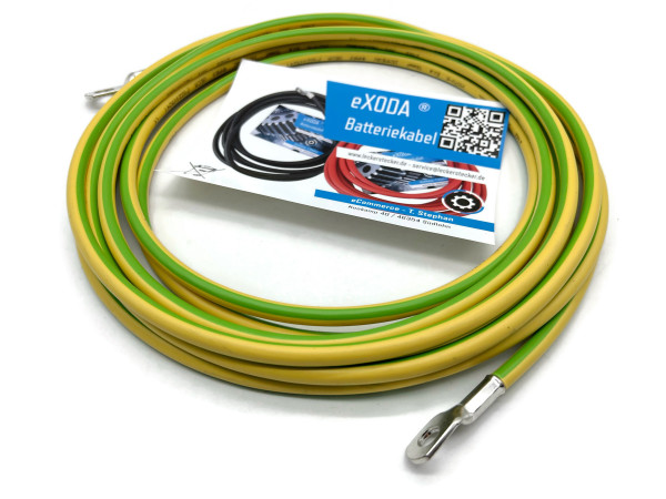 Grounding cable 5 m Grounding wire 16 mm² green/yellow Grounding conductor - length: 5 M8 + M10