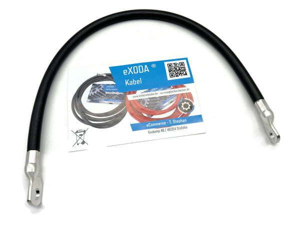 Auto Battery Cable 50 mm² 50cm Copper Power Cable with Eyelets M10 12V Car Cable also for Your Charger by eXODA