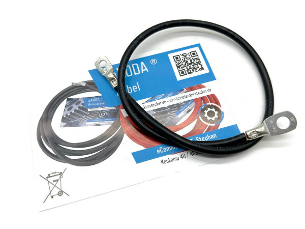 Auto Battery Cable 10 mm² 50cm Copper Power Cable with Eyelets M6 12V Car Cable also for Your Charger by eXODA