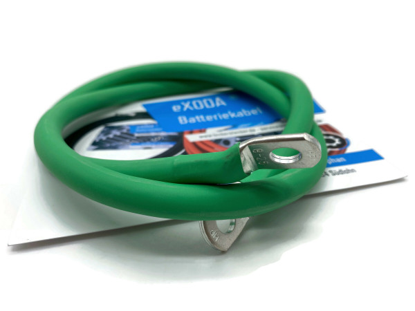 Battery cable 25 mm² 75cm copper power cable with ring lugs M8 Green 12V KFZ