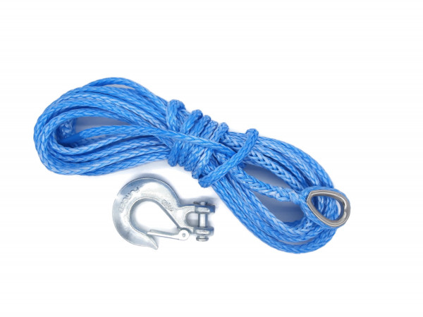 Synthetic rope Dyneema 8mm 10m thimble and hooks Winches plastic Offroad