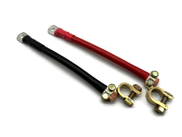 Battery cable set 50 mm² 20cm cable lugs M8 red black plus minus pole terminals