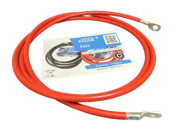 Battery cable 25 mm² 200cm cable lugs M8 and M10 Red