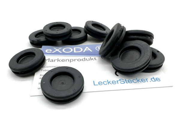 10x cable grommet 13,5mm closed rubber grommet cable entry black