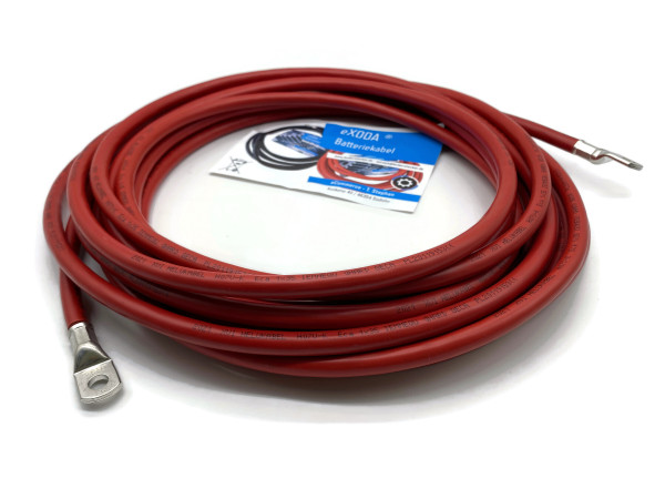 Auto Battery Cable 35 mm² 10m Copper Power Cable with Eyelets M8 red 12V Car Cable also for Your Charger by eXODA